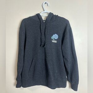 Vans Size S Men's Charcoal Hoodie with Blue Floral Accent